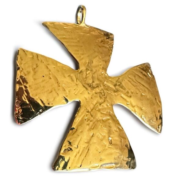 Neiman Marcus Hammered Gold-Tone Artisan Cross Pendant - Picture 8 of 17